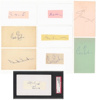 Multi-Sport Signed Cut Collection with 252 Total Signatures Including Hank Aaron, Joe DiMaggio, Muhammed Ali, and Sandy Koufax (JSA Auction Letter)
